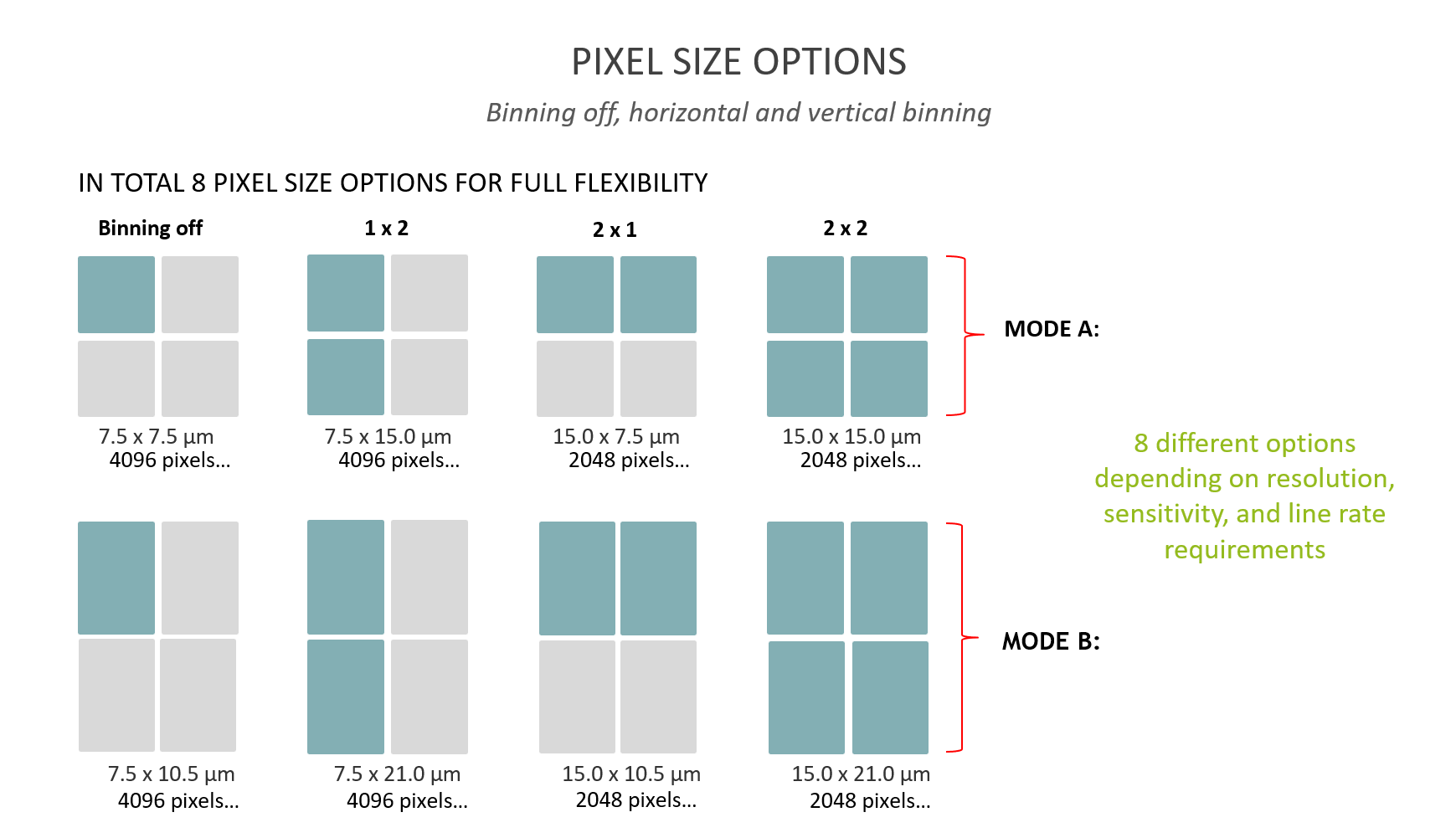 pixel size options