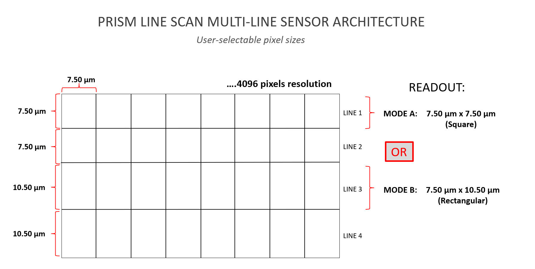prism line scan multi line sensor architecture